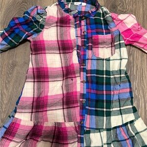 GAP Girls Plaid Patchwork Dress in Pink, Blue, Green
